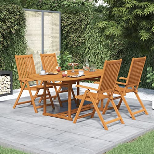 WEMYUFURN 5-TLG. Garten-Essgruppe Massivholz Akazie, Outdoor-Sitzgruppe, Terrassen-Lounge-Set, Garten-Couchgarnitur - Wetterbeständig, Komfortabel - für Terrasse, Garten und Balkon