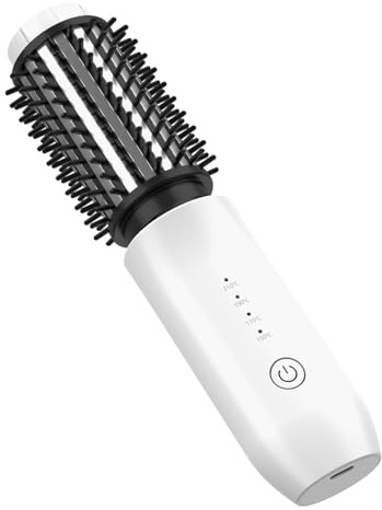Kabellose Lockenbürste Thermal Brush: Ionen LockenstabBürste wärmebürste 150-210℃ - Reise Mini Lockenstab mit Verbrühschut - Tragbarer lockenstab große locken für Frauen (Weiß)