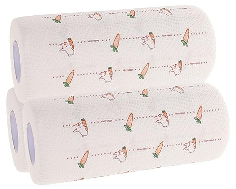 SEWOART 3 Rouleaux D’essuie-tout Cuisine pour Nettoyage Cuisine, Motifs Adorables Facile à Déchirer Papier Absorbant Jetable, Anti-graisse
