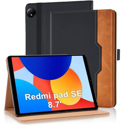 Vkooer Custodia per Xiaomi Redmi Pad SE 8.7 Pollici 4G Tablet 2024 Cover Protettiva Pelle PU con Multi-angli Slim Fit Folio e Auto Svegliati/Sonno, Supporto Funzione Flip Tasca Case - Nero