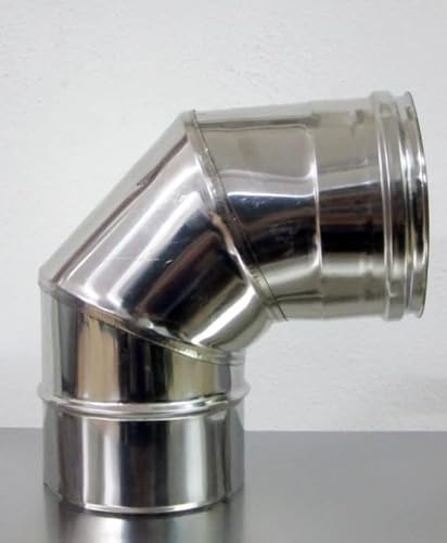 Termobrico CANNA FUMARIA TUBO CURVA ACCIAIO INOX AISI 304 Monoparete 90° -TUTTE LE MISURE- (DIAMETRO ø 120)