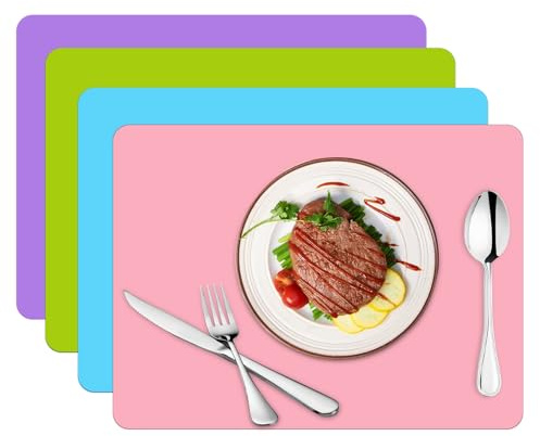YqsIbth Silicone Mat for Resin, 4 Pack Extra Large Craft Mats, 30 x 40cm, Pink, Purple, Green, Sky Blue