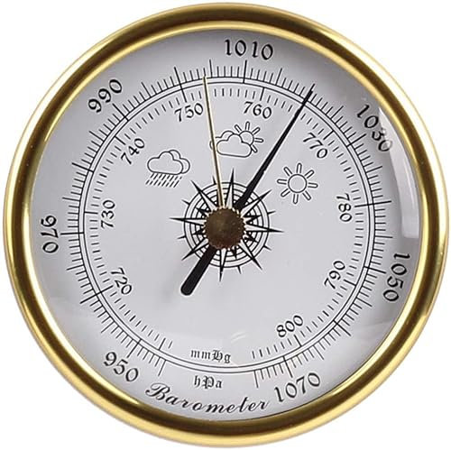 Traditionelles Barometer, Wetterstation, 1070 hPa Luftwetterstation, 72-mm-Heimluftdruckwerkzeuge, for Hotels, Lagerhäuser, Labors, Museen, Büros, Fabriken, Wetterüberwachungsinst(Gold)