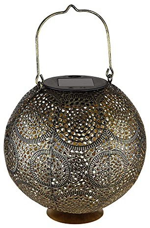 GLOBO Solarlampe Outdoor Solarleuchte orientalisch LED Laterne Außenleuchte Gartenlampe Gartendeko, Lichteffekt hängend stehend, LED warmweiß, DxH 18,5x28cm