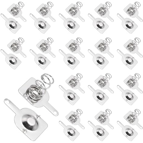 QUARKZMAN 15 Ensemble de Ressorts de Batterie en Métal 12mm x 12mm | avec Plaque de Contact, Ronde Positive Négative Plaque de Conversion Unipolaire en Nickel pour Support de Batterie