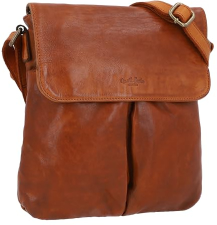 Gusti Leder Umhängetasche Damen Veha - Schultertasche aus Echtleder, Crossbody Bag, Handtasche Leder, Cognac Braun, Vintage Stil