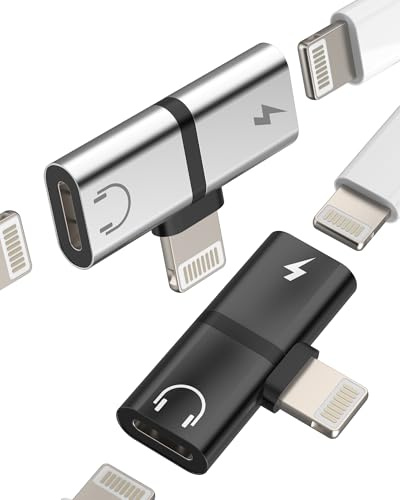 Lightning Kopfhörer Klinke Adapter(2in1)für iPhone 14 Pro Max aufladen Headphone Doppelstecker Anschluss Auto Konverter für Apple MFi Certified Aux Audio für iPad Lighting Ladekabel Splitter Tablette