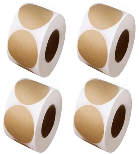 Aufkleber Zum Beschriften Rund, 2000 Blatt Einmach Etikett Klebeetiketten Rund Etiketten Marmelade Selbstklebend, Für Ladenbesitzer, Handwerker, Organisation (Braun, 2.5 cm) naturbraune Kraft