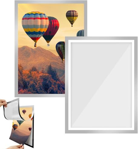 GANILITY Cornici per Diamond Painting, 2 Pezzi 30 x 40 cm Cornice Magnetica, Cornice Magnetica Autoadesiva, per Casa, Parete, Porta, Frigoriferoi(Argento)