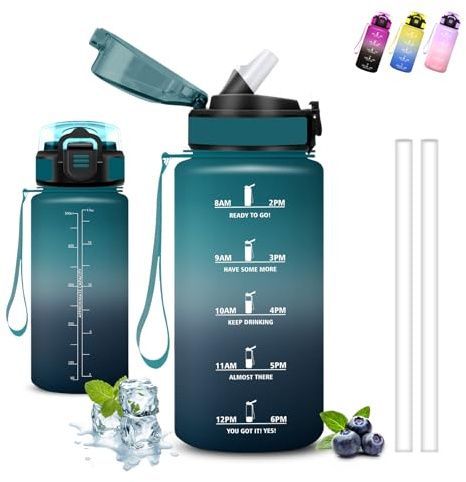 Trinkflasche- 0.5l- Trinkflasche Kinder, Wasserflasche mit Strohhalm, Leicht zu Reinigen, Wasserflasche Auslaufsicher, Kann mit dir Tragen, Flasche Motivation, Flasche für Schule, Radfahren, Sport