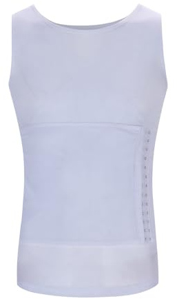 Generisch Herren Herren-Shapewear-Mesh-Atmungsaktives Korsett mit seitlicher Brust verstellbarem Bauch Bauch Straffen (White, M)