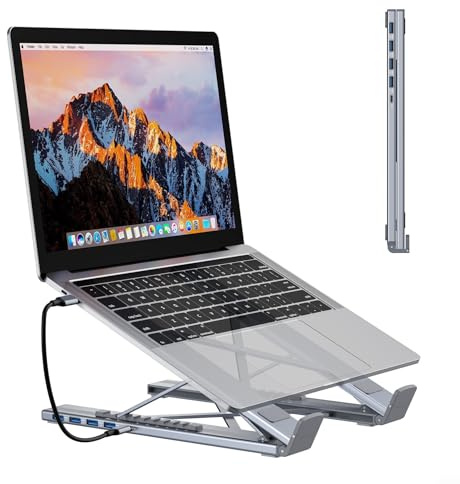 Multiport Station d'accueil 5 en 1 pour ordinateur portable avec 4 ports USB 3 0 et angles de vue réglables pour un espace de travail amélioré