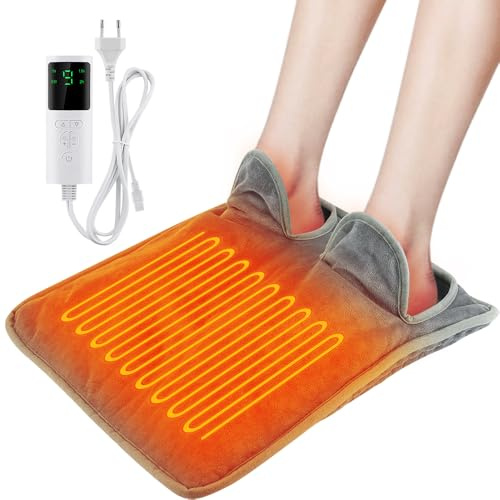 LYPPUL Calientapiés Eléctrico, Calienta Pies Electrico con 6 Niveles de Calor 4 Temporizadores, Calentador de Pies Electrico, Cojín Lavable de Calentamiento Rápido para Pies, Espalda Y Cuerpo Entero,
