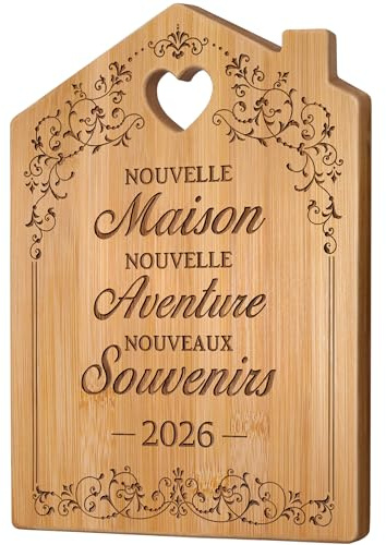 Cadeau Cremaillere Maison, Cadeau Crémaillère - Planche Bambou Gravée 2026 | Idée Cadeaux Nouveaux Propriétaires, Cadeau Cremaillere pour Amis, Famille, Collègues et Clients