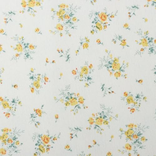 Vayliro Baumwollstoff 200cm x 150cm Baumwolle Stoff mit Blumenmuster Meterware Dekostoff Stoffe zum Nähen Bekleidungsstoffe Baumwolltuch Kleiderstoff für DIY Handwerk Kleidung,Beige