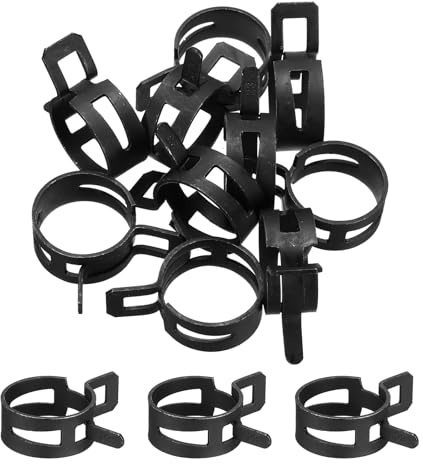 sourcing map 10 Pcs Fuel Line Clamps Spring Band Hose Clamps, 1/2 23mm Silicone Air Tube Vacuum Hose Water Pipe Low Pressure Assortment Kit, Black
