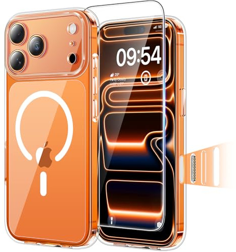 TAURI für iPhone 17 Pro Hülle 6,3 mit Schutzfolie - Durchsichtig | Kompatibel mit MagSafe, mit Kamerasteuerung, Vollständiger Kameraschutz, Stoßfest Magnetisch Handyhülle