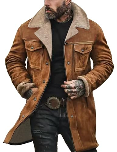 TOFOTL Pilotenjacke Herren Leder Bomberjacken Kışlık Elegante Mont Lange Freizeitjacke Baseball Winter Jacket Men Winter Windbreaker Jacke Motorrad Wildlederjacke Herren Ingwer XXL