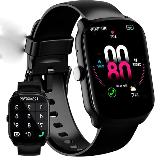Smart Watch for Women Men (Answer/Make Calls), 1.95 Curved Screen Fitness Watch, 110+ Sports Modes, 24H Heart Rate Sleep Monitor Smartwatch, IP68 Waterproof Sports Watch for iOS/Android, Black