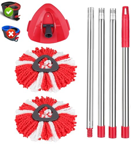 Sgizoku Spin Mop Head Combo Set Compatible with Vileda All Turbo System,Replacement for Viledas Turbo 2in1 Mops Refills Fit for Viledas/O cedar Turbo Mop Bucket