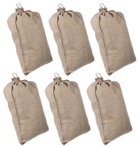 PAMINGONO 6 Sacchetti di Juta Coulisse 30X40 CM Borse Riutilizzabili Grandi in Tela di Iuta per Conservazione Verdure Patate e Alimenti Sacchi Traspiranti Resistenti per Uso Domestico e