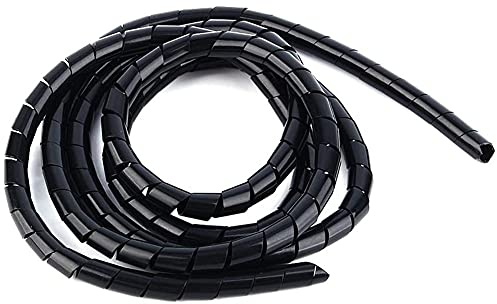 Organizzatore avvolgicavo a spirale Soluzione di gestione del cavo nero da 5 m per TV PC Home Office 6 mm Durevole Flessibile Facile da tagliare e installare