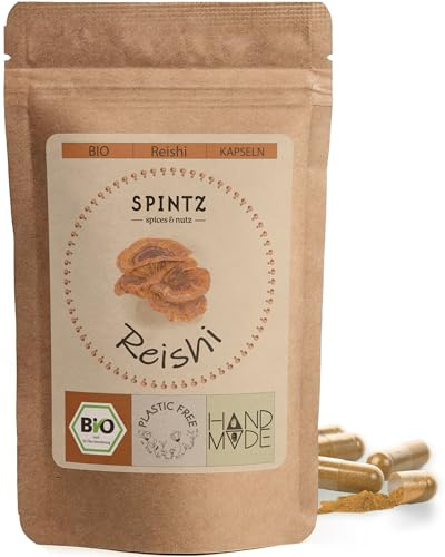 SPINTZ Bio Reishi Kapseln 250 Stk. vegan, Ling Zhi, Reishi Pilz aus Fruchtkörper, HPMC Kapseln, ohne Zusätze, Quelle von Kupfer und Mangan