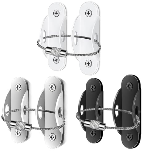 Correas de pared para muebles de seguridad para – Cable metálico antivuelco de 20 cm, anclajes de hierro y acero inoxidable, fijación de gabinete | Dispositivo antivuelco para l
