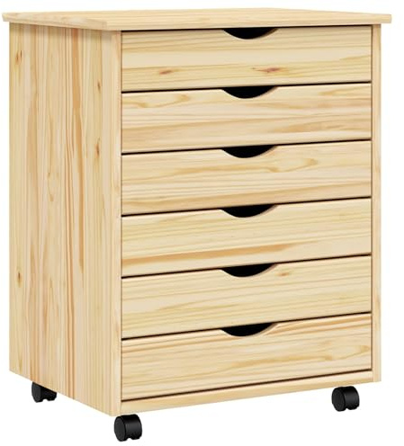 vidaXL Rullande Skåp med Lådor MOSS 53 x 39 x 65,5 cm Massivt tallträ