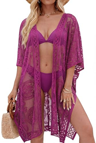 colornival Vestido Playa Mujer de Encaje, Pareo de Playa | Vestido Playero con Frontal Abierto, Ropa de Playa para Mujer, Ropa de Verano, Imprescindible para Vacaciones