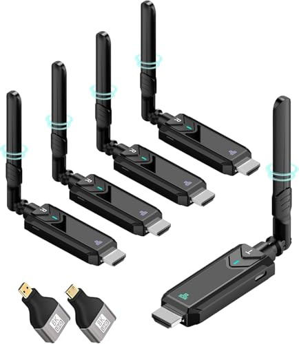 Wireless HDMI Transmitter and 4 Receivers 150M Long Range 1080p Support 4 Devices - Stream Video from Laptop, Camera, TV Box to HDTV with Low Latency