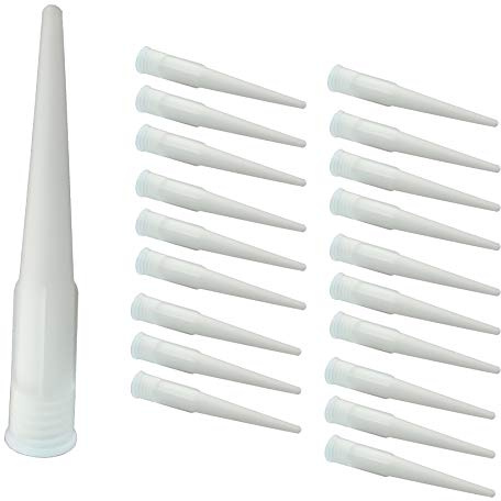 Kartuschenspitze 20 STÜCK Kartuschendüse für 310 ml Kartuschen, Grobgewinde für Silikon Acryl Kartuschen mit Schraubverschluss Ersatz Kartuschen Aufsatz Zubehör Fugen ziehen Werkzeug aus Kunststoff