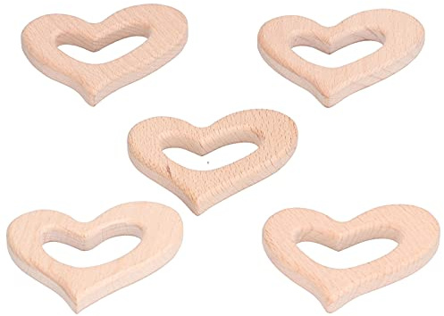 Halsketten-Anhänger, Reduzieren Sie die Beschwerden des Babys Sicher und ungiftig Ablenken 5er-Pack DIY Baby Holz Beißring für Zahn für Baby