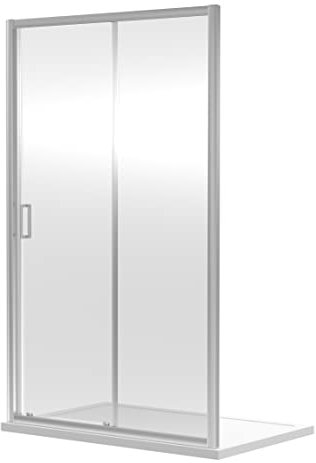 nuie SQSL10 Rene Modern Bathroom Reversible 6mm Toughened Safety Glass Single Sliding Shower Door, 1000mm, Chrome