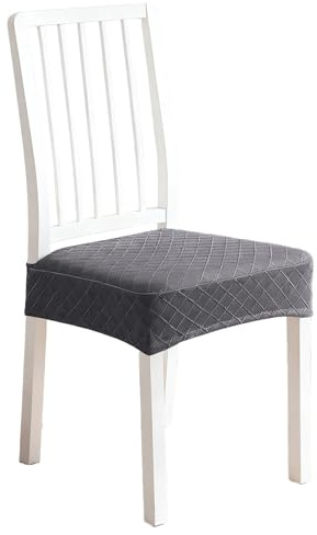 JUNZHE Stuhlhussen 2er/4er/6er Set Stretch Stuhlbezug, Abnehmbarer Waschbarer Universale Hussen für Stühle Schutz für Esszimmerstühle, Küche, Hotel, Restaurant, Hochzeit, Büro(Dunkelgrau, 6 Stück)