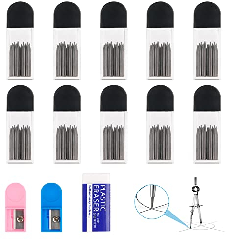 Zirkelersatzminen 100 Stück, 2B Zirkelminen mit Radiergummim, 2 mm Durchmesser Zirkel Ersatzminen 2cm Lang Minen für Zirkelspitzer Mathematische Zeichnungserstellung Holzbearbeitungsmarker