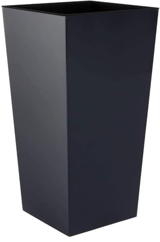 rg-vertrieb Pflanzkübel Eckig Hoch 37,5cm Anthrazit – Blumentopf mit Einsatz (5L), Pflanztopf Matt Kunststoff, Blumenkübel Wetterfest für Innen & Außen, Übertopf Modern (Volumen 11,4L)