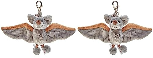 Schaffer Knuddel mich! 0170 Plüsch-Schlüsselanhänger Fledermaus Vampi, grau/violett, 10 cm (Packung mit 2)