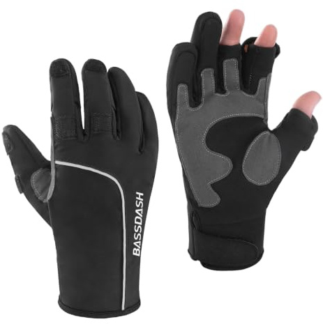 Bassdash WintePro Isolierte Angelhandschuhe wasserabweisend mit Fleecefutter Kaltes Wetter Winterhandschuhe für Männer Frauen Idee für Eisfischen Jagd Fotografie Wandern