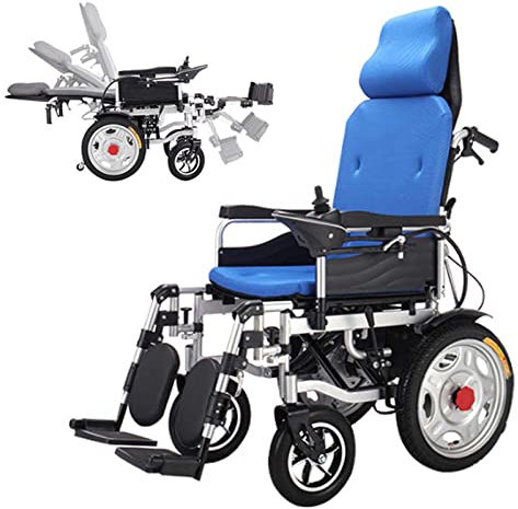 Elektro-Rollstuhl - Klapprollstuhl Elektrisch Mit Verstellbare Rückenlehne & Fußstütze, 24V12ah Hochleistungsbatterie, Elektrischer Rollstuhl Faltbar Für Die Wohnung,Ältere, Behinderte Menschen,Blau