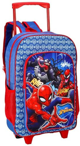 KP Pharma Unisex Kid's Premium Trolley Backpack Bag, Red & Blue/Spiderman, Pack of 1