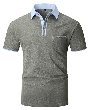 VMSUCIJ Poloshirt Herren,100% Baumwolle Kurzarm Polohemd,Klassisches Lederetiketten-Design T-Shirt, Slim Fit Golf Sports M-3XL