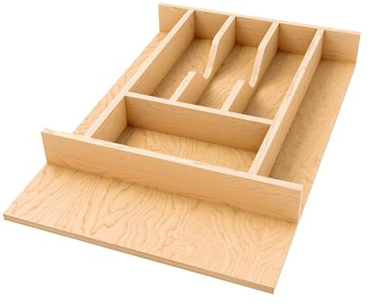 Rev-A-Shelf Natural Maple Right Size Utensil Insert Home Storage Kitchen Organizer 7 Compartment Drawer Accessory, 13-1/4 x 19-1/2, 4WCT-18SH-1