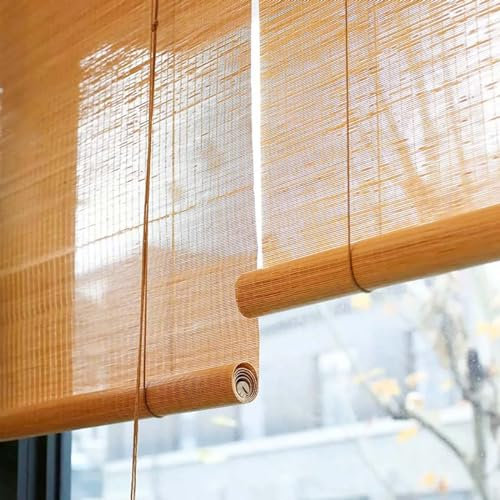 Zhixubah Bambusrollo Raffrollo Sichtschutz Sonnenschutz Balkon Bambusrollo Fenster Bambus Rollo Jalousine Wasserdicht 80% Lichtfilternde Rollläden Bambus Vorhang Für Terrasse/Garten/Balkon/Küche