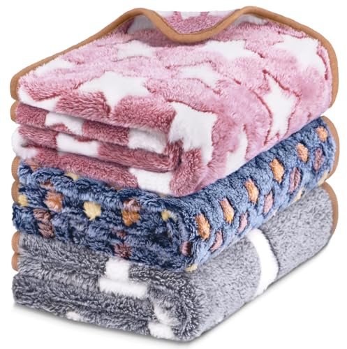 3 Pcs Dog Blanket Super Soft Pet Puppy Blankets Calming Dog Blankets for Small, Medium Large Dogs Warm Sleep Mat Washable Dog Blanket for Puppy Cat (42×30)
