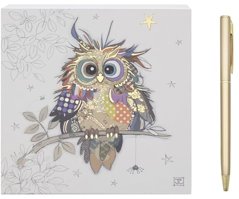 L & P Home & Gifts Otto - Bloque de notas de búho | Diseñado por Bug Art | Bloque de notas cuadrado artístico para oficina, hogar o escuelas | Bloque de notas Murphy Mutt con bonitos diseños