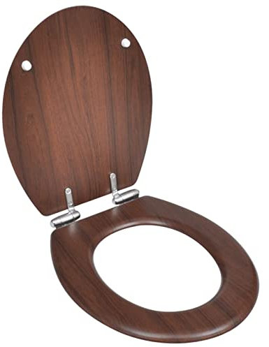 Xichuzi Toilettensitz MDF Deckel mit Absenkautomatik Design, Klodeckel, Toilettendeckel, Wc Sitz, Klobrille, Wc Deckel, Toilettenbrille, Braun