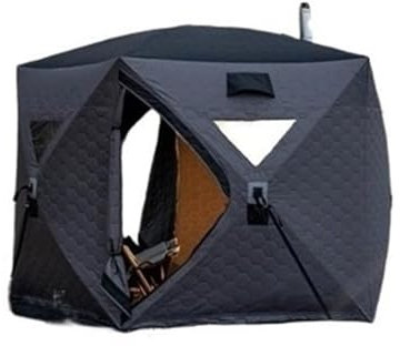Eisfischerzelt Star Hub Zelt Tragbares Pop-Up-Eisfischer-Angler Thermal Hub Shelter Zelt Saunazelt für den Winter Tunnelzelte(Black)