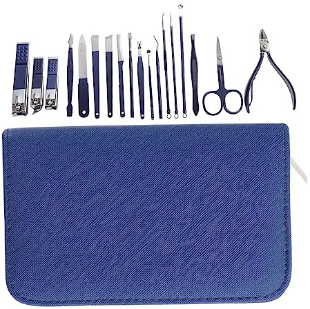 FRCOLOR Set y Bolsa Tamaño Palma Diseño Delicado de Pedicura Profesional en Acero Inoxidable Kit Portátil para Cuidado de Uñas en Viajes