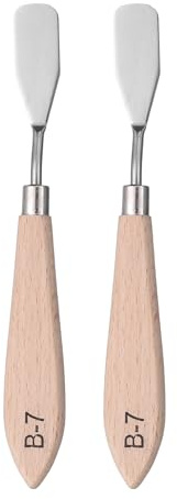 QUARKZMAN 2 Piezas Espátula de Paleta para Pintura 7.09 Hoja de Acero Inoxidable con Mango de Madera de Haya para Mezcla de Colores en Óleo y Acrílico
